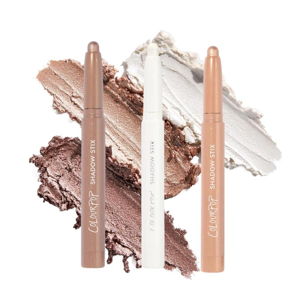 imageColourPop Metallic Neutrals Shadow Stix Makeup Kit  Shimmer Eyeshadow Make Up Set  Vegan amp CrueltyFree Cream Eyeshadow Sticks with HighPigment amp Metallic Finishes 3 CountMetallic Neutrals