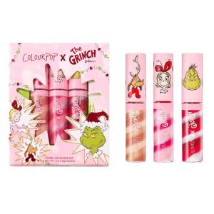 ColourPop x The Grinch Merry Grinchmas Swirl Tinted Lip Gloss Makeup Kit – Vegan Hydrating Lip Gloss Set with Sugar Cookie Flavor – Limited Edition Holiday Makeup Gift Set (3 Count)