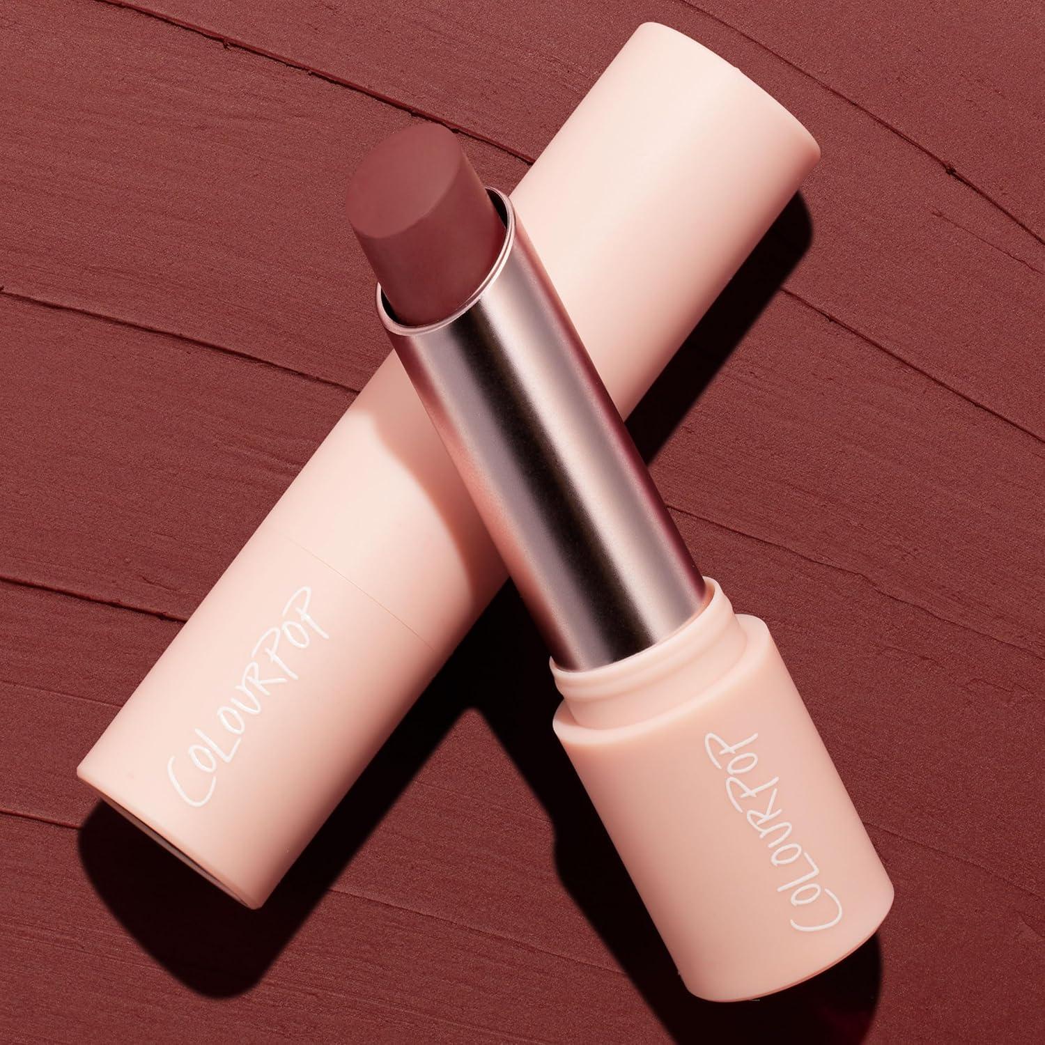 imageColourPop PowerPout Matte Lipstick TransferProof Lip Makeup with 8HR Wear UltraPigmented Formula amp Comfortable NonDrying Matte Finish Dirty Chai 011 ozDirty Chai