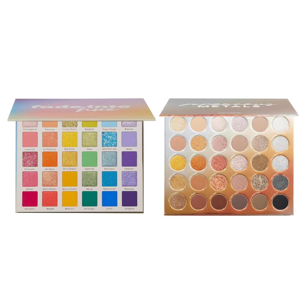 imageColourpop Fade Into Hue amp Precious Metals Duo Vibrant 30Pan Rainbow Palette  Luxurious 30Pan Neutral Metallic Palette Matte amp Sparkle Finishes