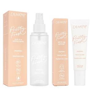 ColourPop Pretty Fresh Makeup Prep & Set Duo – Set It Up Primer (Weightless Cream-Gel), Lock It In Setting Spray (Ultra-Fine Mist), Hydrating & Shine-Control Makeup Essentials