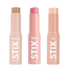 ColourPop Sculpt & Glow Trio – Cream Bronzer Stick (Laguna Beach, 0.28 oz), Blush Stix (Cool It, 0.28 oz), Lite Stix (Sunlight, 0.33 oz), Buildable Cheek Set for Natural Contour, Flush & Highlight