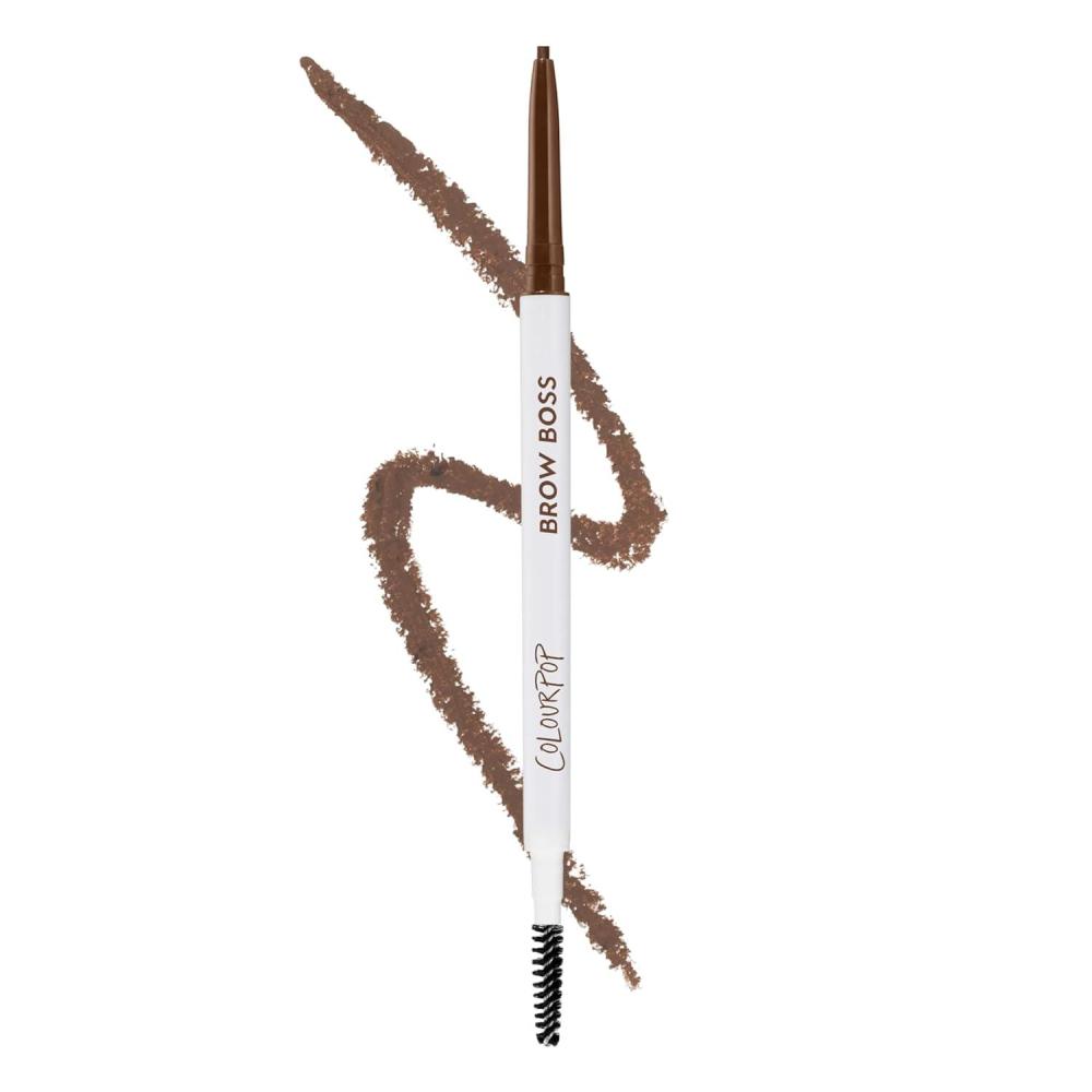 imageColourpop Brow Boss Waterproof Eyebrow Pencil  Defining Brow Pencil with Precision Tip Retractable Twist amp BuiltIn Spoolie  8Hour Wear  Creates Natural HairLike Strokes  Brunette 0003 oz