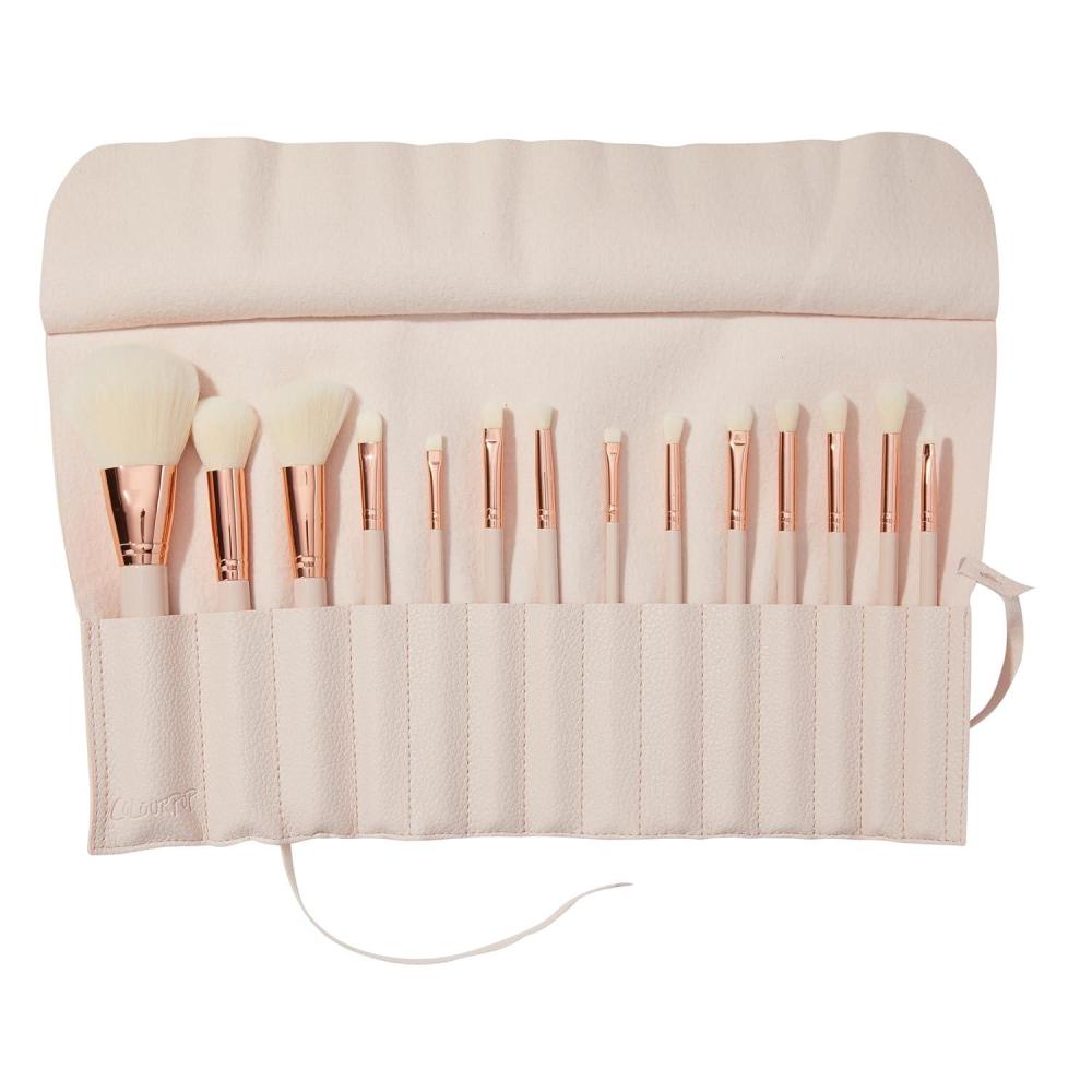 imageColourPop Stone Cold Brush Roll Face amp Eye Brush Set  Face amp Eye Makeup Brush Set  Made with Luxe Synthetic Vegan Bristles  Includes Holder 15 CountUltimate Set