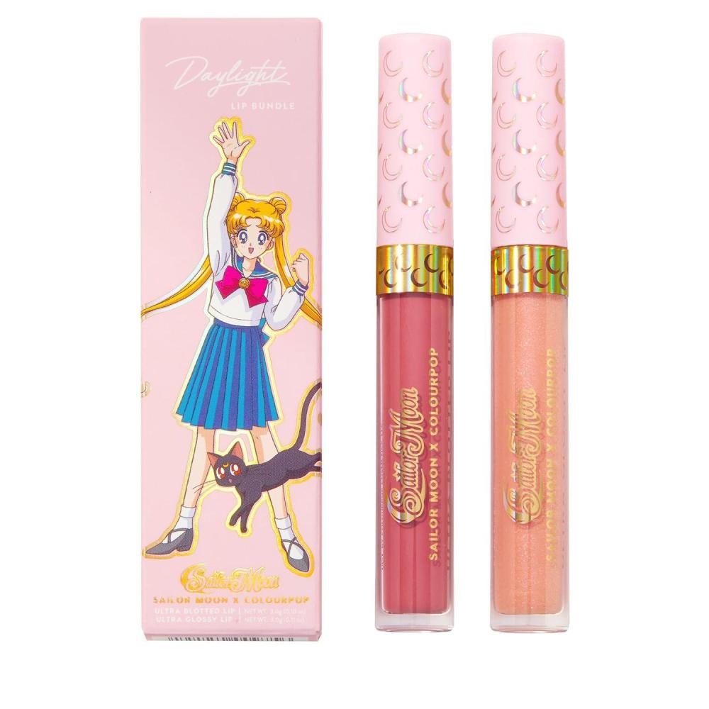 imageColourPop x Sailor Moon Ultra Lip Set  HighShine NonSticky amp Hydrating Pink Lip Gloss amp Diffused Matte Lipstick Set with a Flexible Paddle Applicator  Daylight 2 CountPink