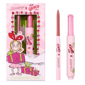 ColourPop x The Grinch Pinky Who Lip Makeup Kit – Limited Edition Lip Liner & Plumping Gloss Balm Hybrid Duo – Holiday Gift Set for Women (2 Count)