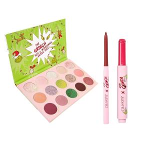 ColourPop Berry Bold Holiday Set – The Grinch Eyeshadow Palette (15 shades, 0.63 oz) + Berry Grinchy Lip Kit (2 ct), High-Pigment Eye & Lip Duo for Vibrant Holiday Makeup Looks