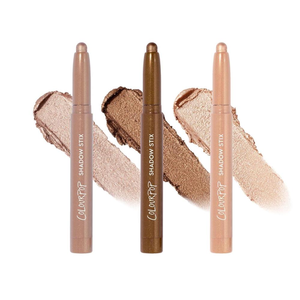 imageColourPop The Classics Shadow Stix Makeup Kit Matte Shimmer Eyeshadow Make Up Set Black Silver amp White Cream Eyeshadow Sticks with HighPigment amp Metallic Finishes 3 CountSparkling Neutrals