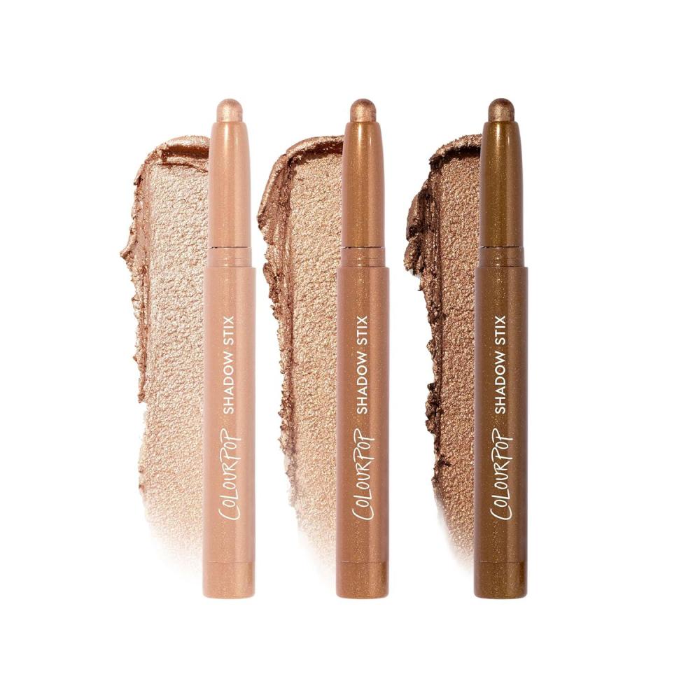 imageColourPop The Classics Shadow Stix Makeup Kit Matte Shimmer Eyeshadow Make Up Set Black Silver amp White Cream Eyeshadow Sticks with HighPigment amp Metallic Finishes 3 CountChampagne