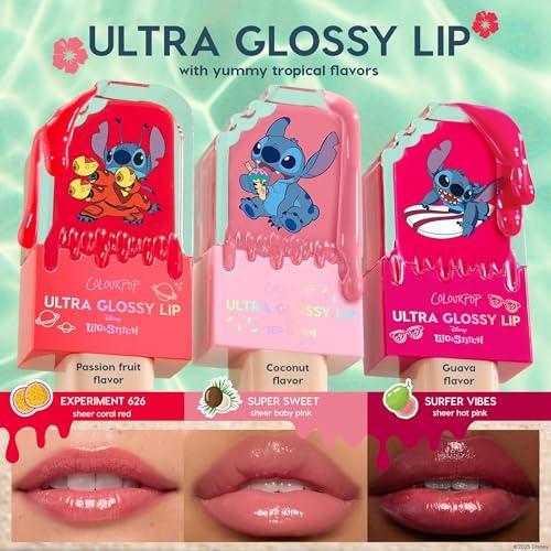imageColourPop x Disney Stitch Makeup Bundle Beach Dreamin 12 Shade Eyeshadow Palette Ultra Glossy Lip Gloss High Pigment Hydrating NonSticky Shine TropicalInspired Set