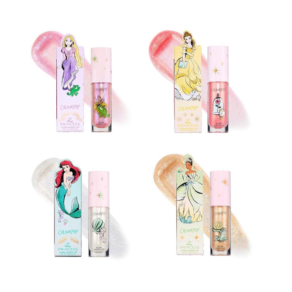 imageColourPop Disney Princess Lip Gloss Combo Ultra Glossy Lip Gloss Courageous Rapunzel Mademoiselle Belle Bright Ariel Ambitious Tiana 024 fl oz