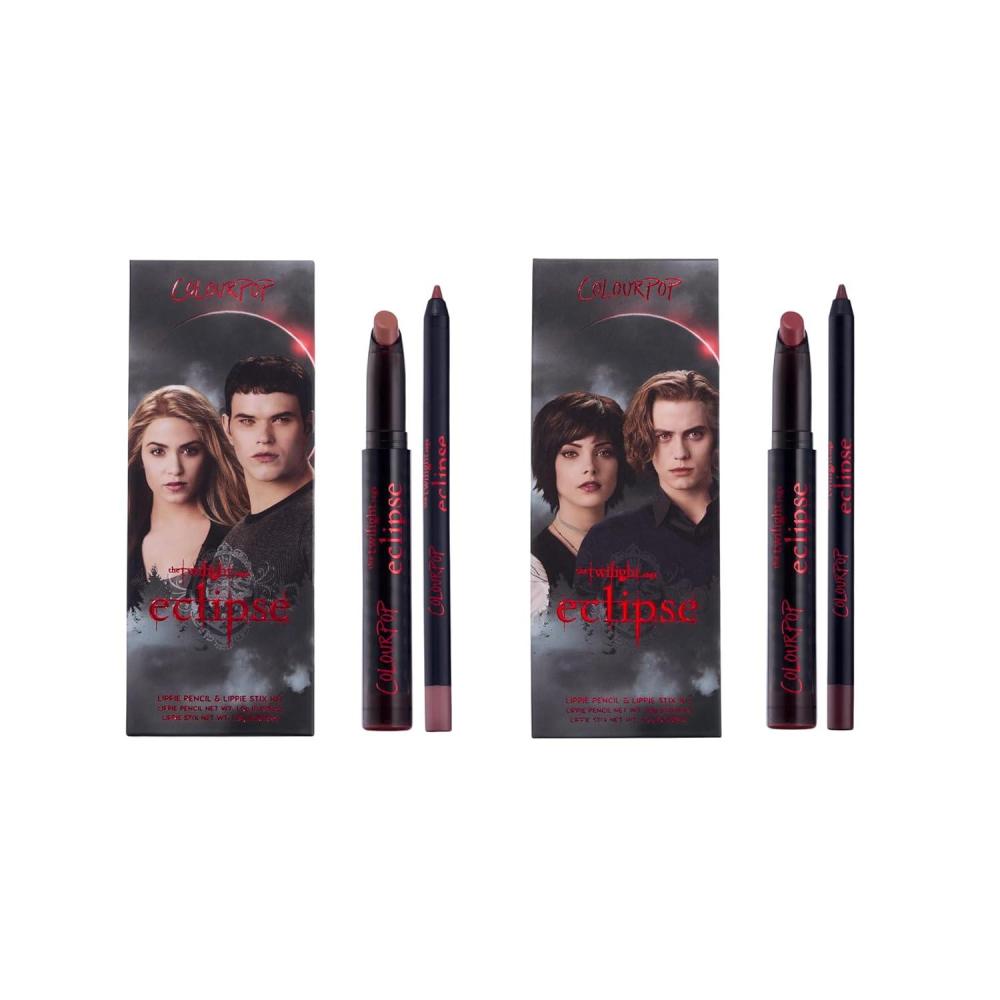 imageColourPop Twilight Lip Bundle Eclipse Lip Kit Opposites Attract 2 Count Eclipse Lip Kit New Love 2 Count UltraPigmented Pinky Nude amp Burgundy Brown Lip Set