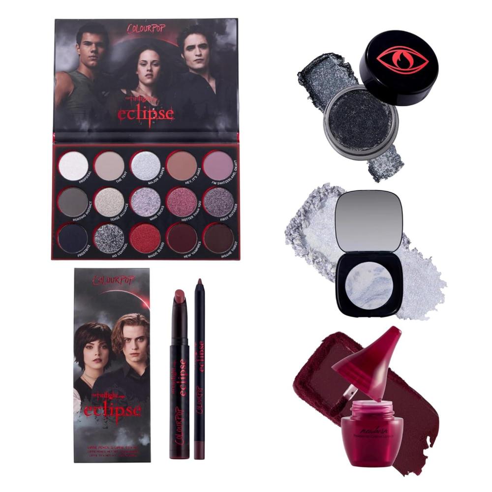 imageColourPop Twilight Saga Eclipse Makeup Bundle Eyeshadow Palette 063 oz Jelly Much Gel Shadow 023 oz Lip Kit 2 Count Matte Lipstick 006 oz Super Shock Highlighter 028 oz