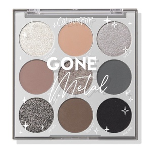 ColourPop Silver Lining Eyeshadow Palette – Cool Toned Silver, Grey, White & Black Eyeshadow Palette with Matte & Glitter Finishes – High-Pigment Smokey Eye Makeup with Longwear Formula (0.3 oz)(Gone Metal)