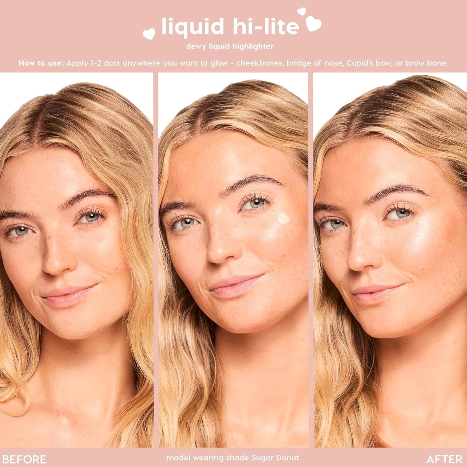 image:imageColourPop HiLite Dewy Liquid Highlighter Liquid Blush Face Body Illuminator Weightless Pink Blush with Hyaluronic Acid Glowy Summer Makeup Set for Radiant Cheeks 2 CountSuper Shy Sugar Donut