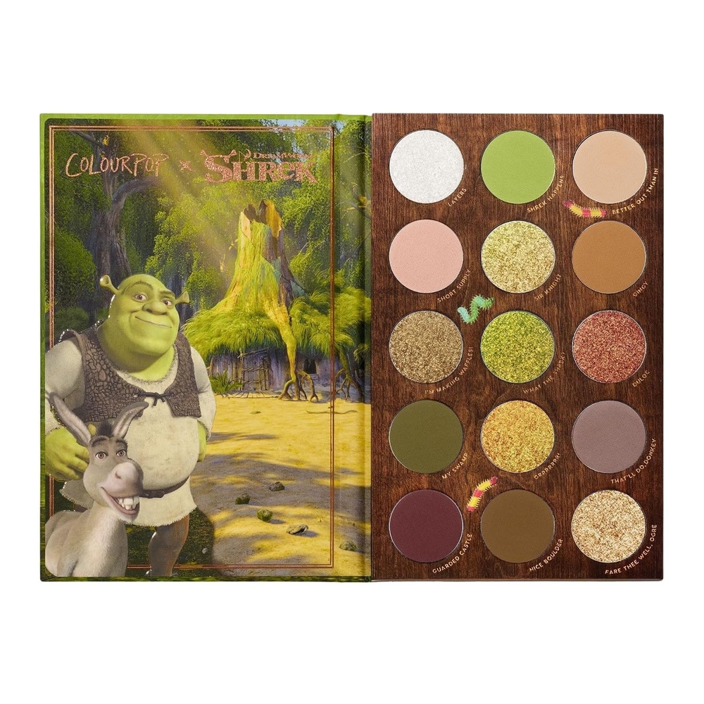 image:imageColourPop x Shrek Eyeshadow Palette  Eye Makeup Palette with Matte Metallic Super Shock amp Pearlescent Glitter Finishes  HighPigment Eye Makeup with a LongWearing Formula  Beware Ogre 063 oz